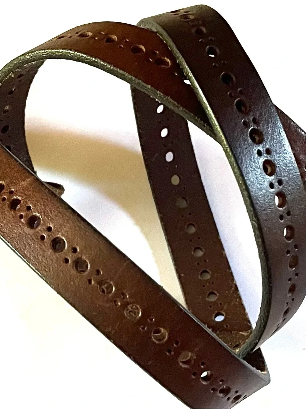 Massimo Dutti Brown Perforated Leather Belt